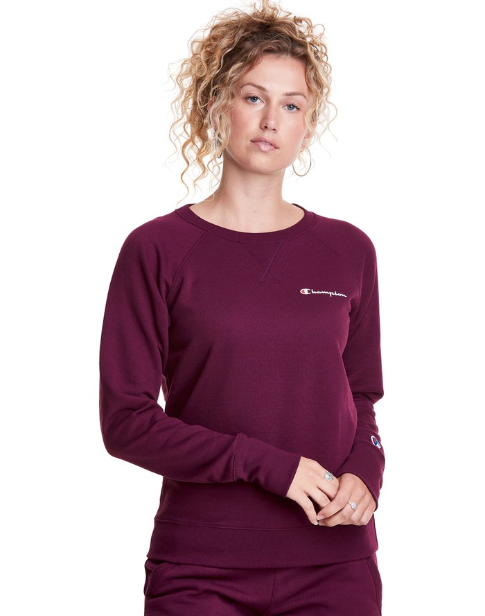 Hanorac Champion Powerblend Fleece Classic Crew Script Logo Dama Violet Inchis - Romania VQWNCKI-26